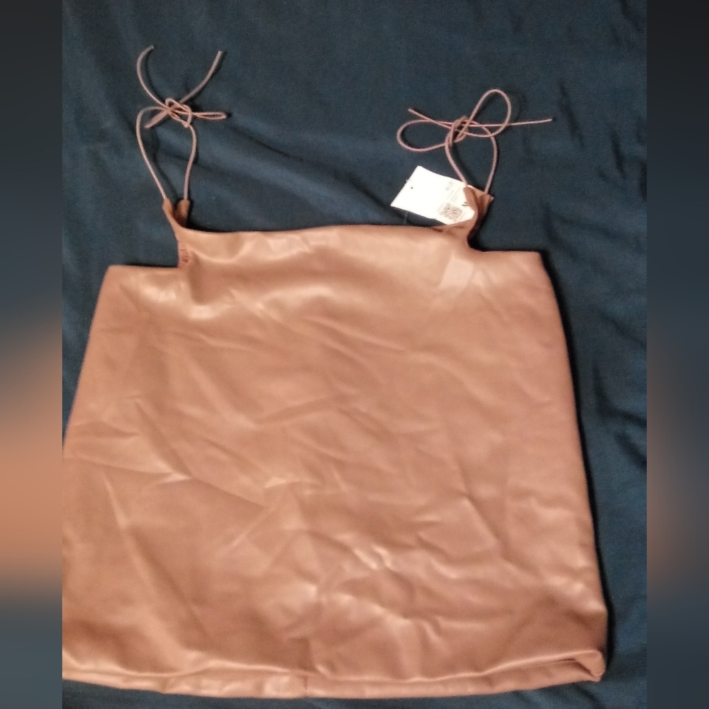 Forever 21 Faux Leather Cami Tank In Taupe/Size Medium